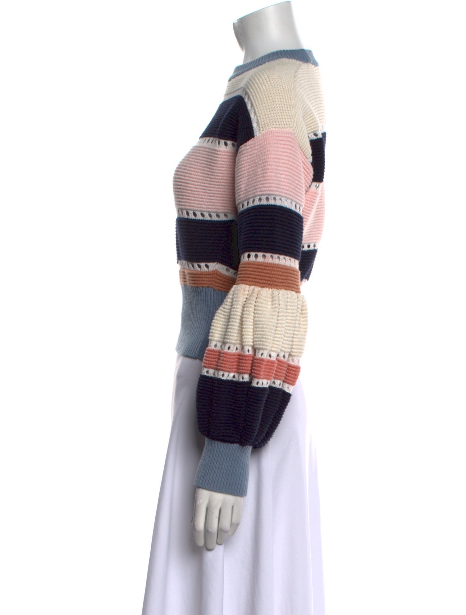 Self-Portrait Striped Mock Neck Sweater