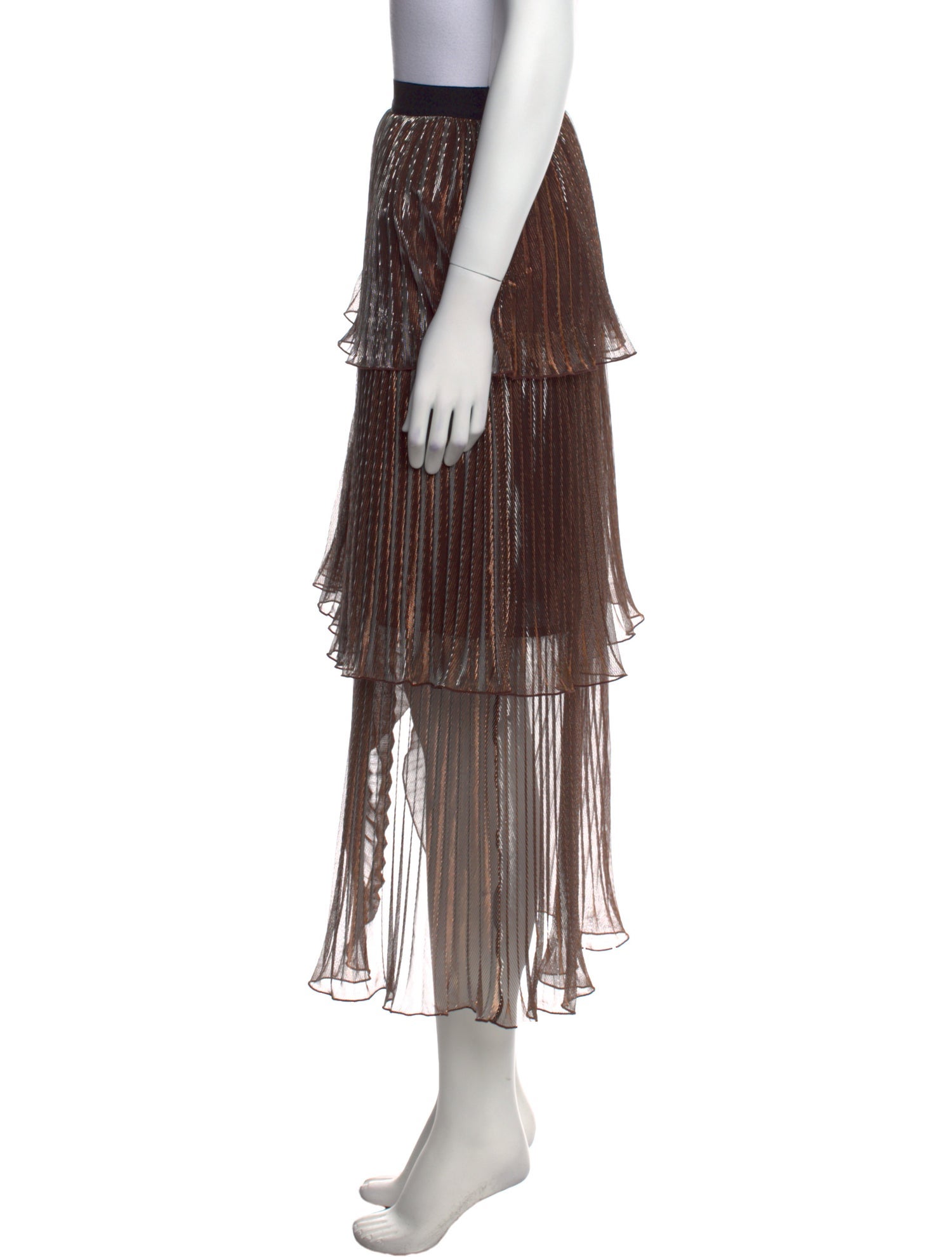 Self-Portrait Striped Midi Length Skirt