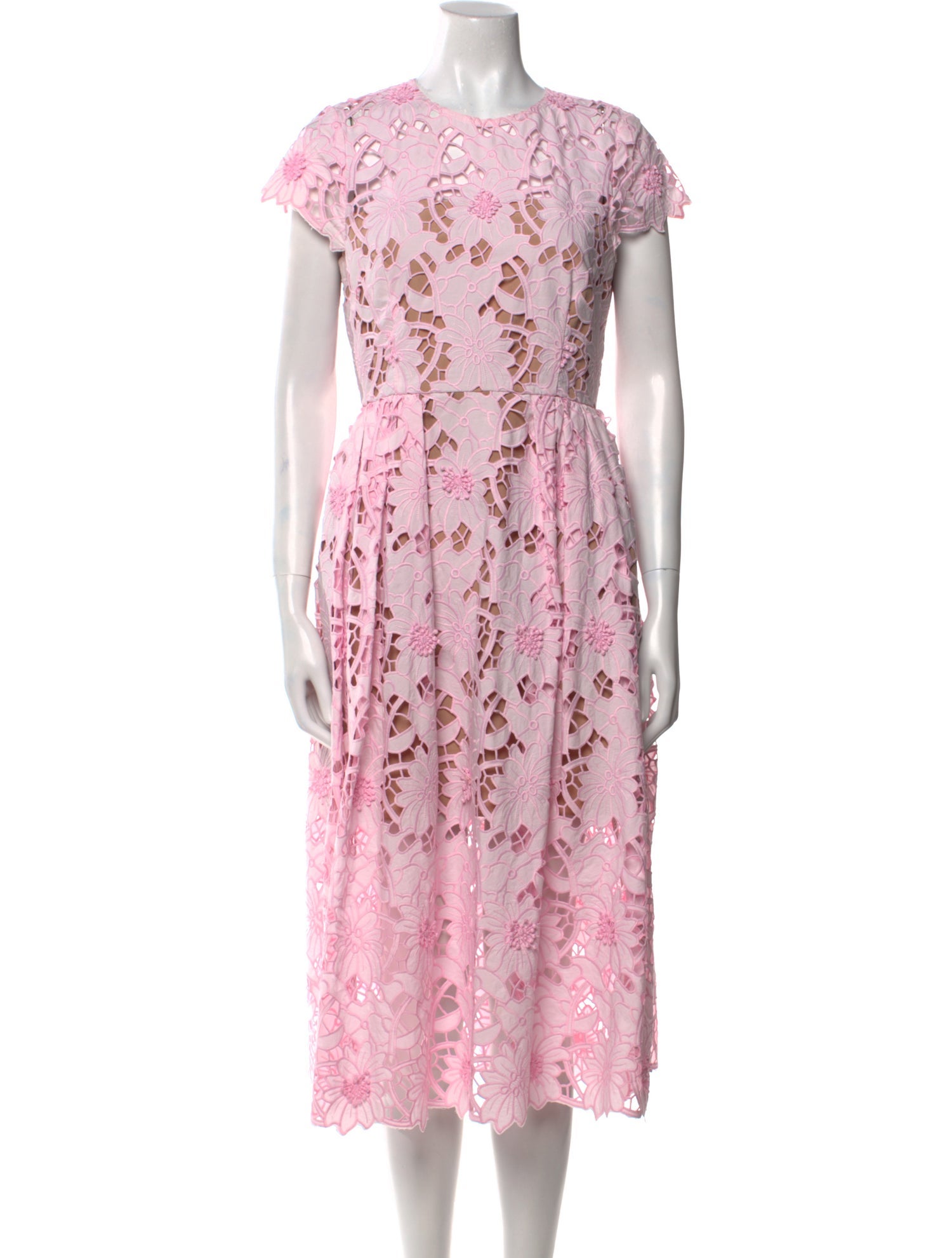 Self-Portrait Lace Pattern Midi Length Dress