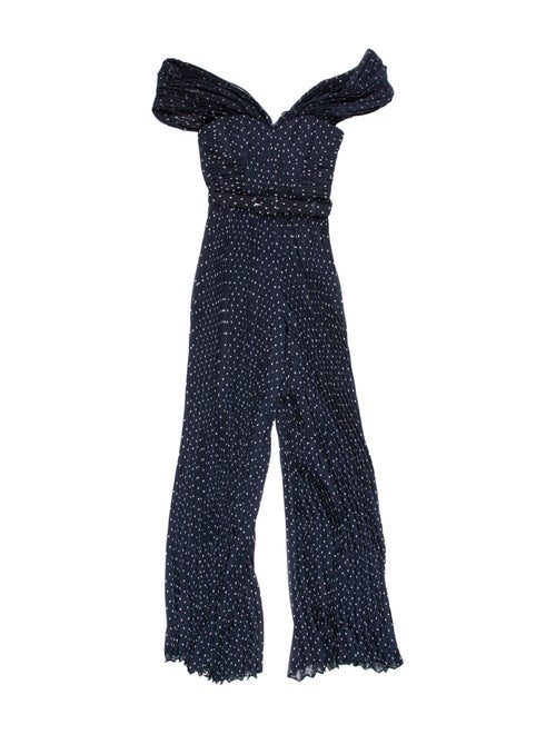 Self-Portrait Polka Dot Print V-Neck Jumpsuit