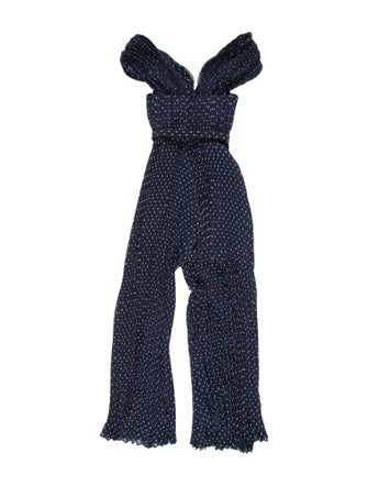 Self-Portrait Polka Dot Print V-Neck Jumpsuit