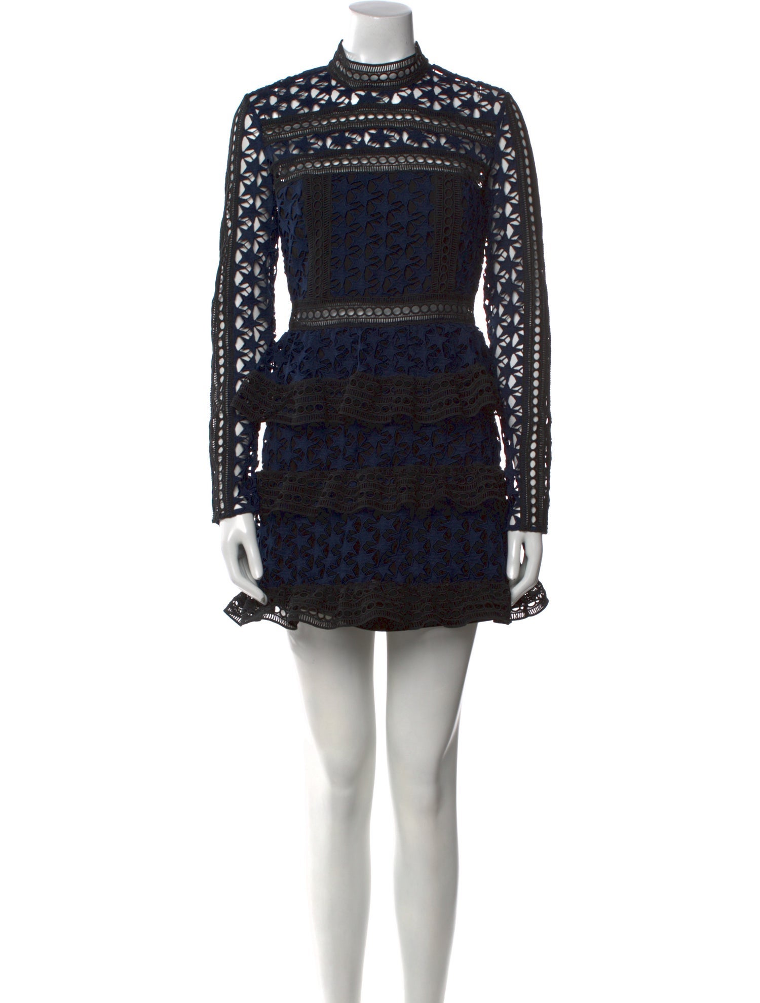 Self-Portrait Lace Pattern Mini Dress