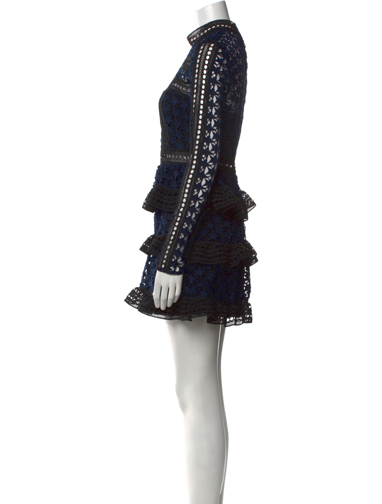 Self-Portrait Lace Pattern Mini Dress