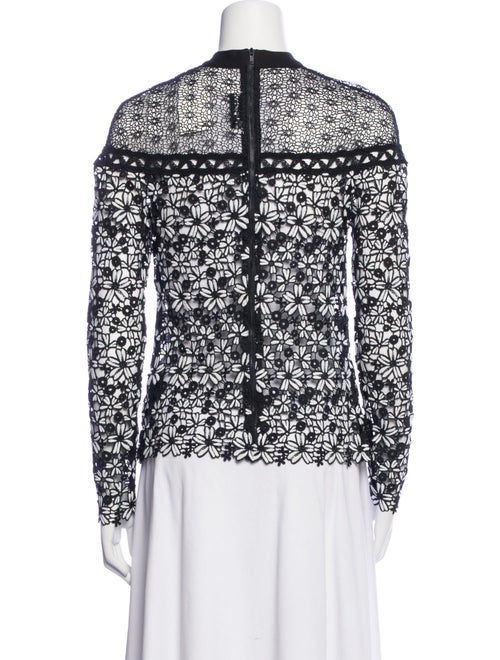 Self-Portrait Lace Pattern Mock Neck Blouse