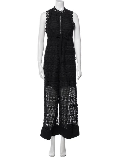 Self-Portrait Lace Pattern Crew Neck Jumpsuit