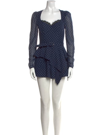 Self-Portrait Printed Square Neckline Romper