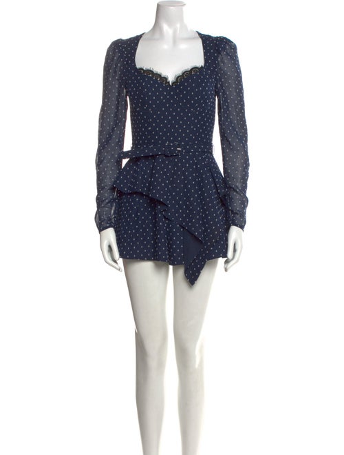 Self-Portrait Printed Square Neckline Romper