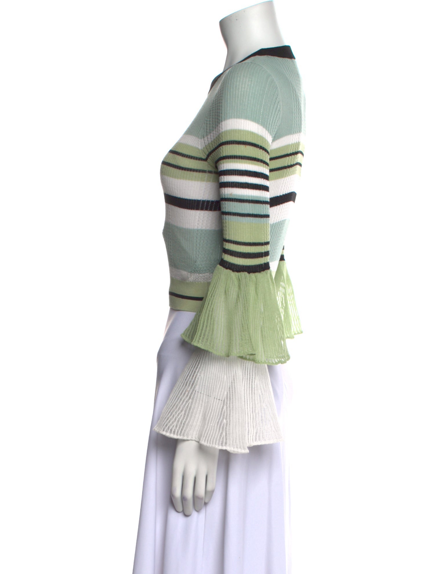 Self-Portrait Striped Crew Neck Crop Top