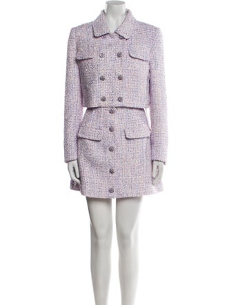 Self-Portrait Tweed Pattern Crystal Embellishments Skirt Suit