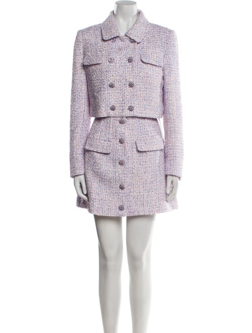 Self-Portrait Tweed Pattern Crystal Embellishments Skirt Suit