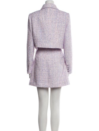 Self-Portrait Tweed Pattern Crystal Embellishments Skirt Suit