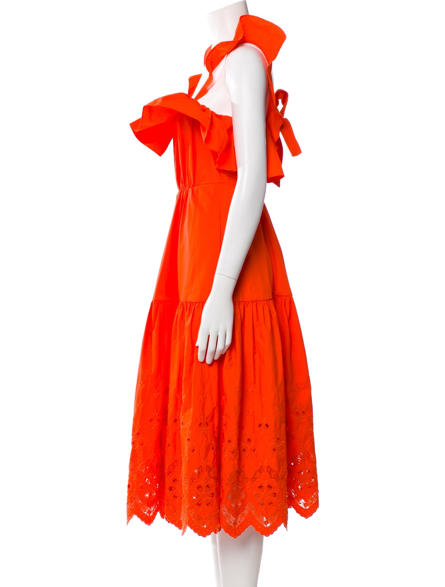 Self-Portrait Square Neckline Midi Length Dress