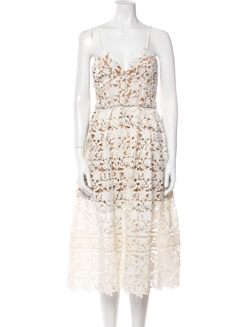 Self-Portrait Lace Pattern Midi Length Dress