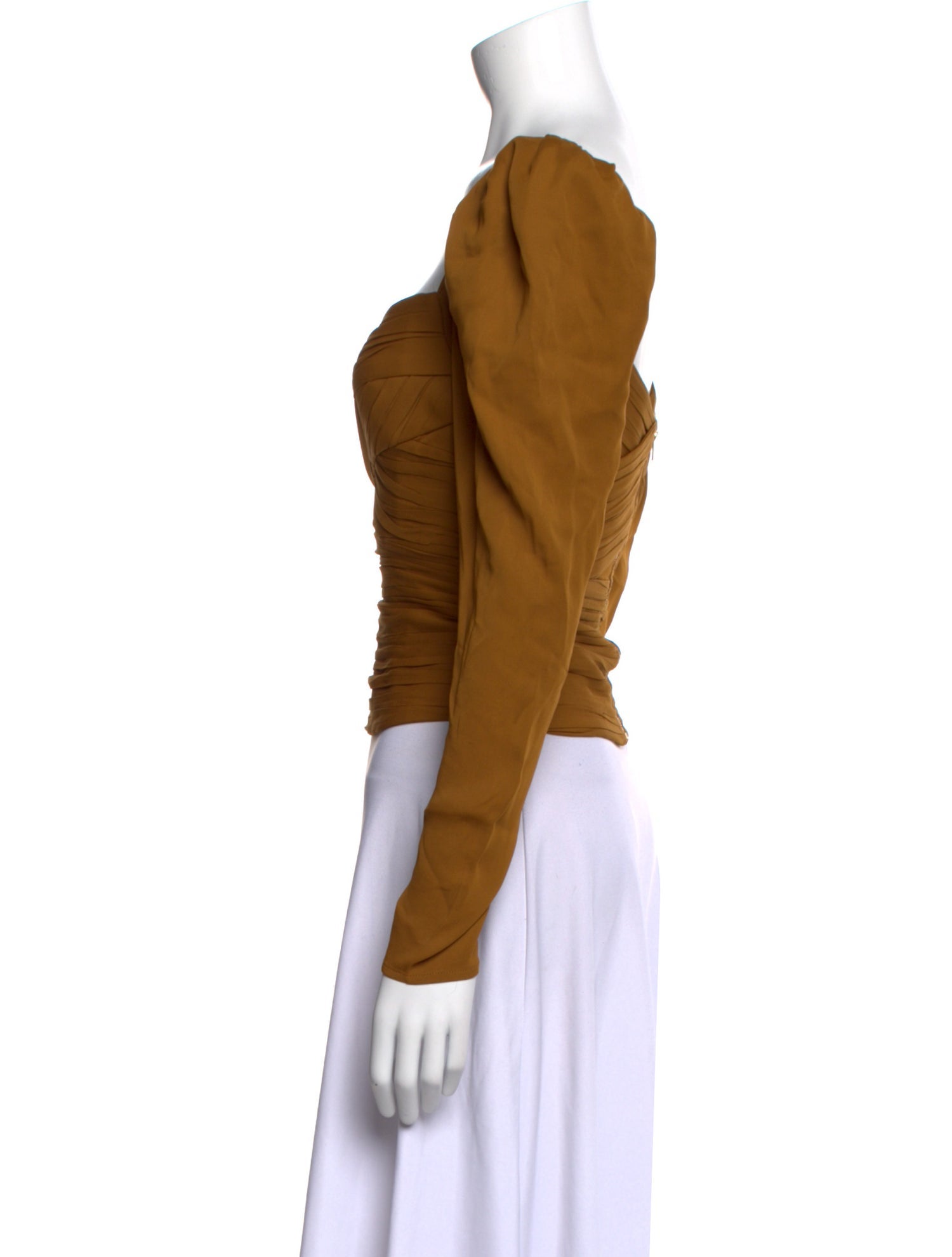 Self-Portrait Square Neckline Long Sleeve Crop Top