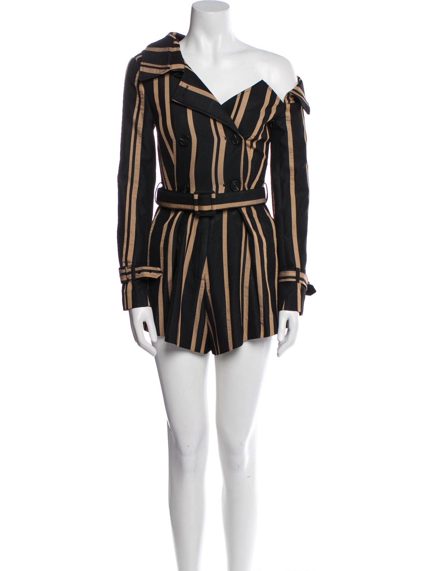 Self-Portrait Striped V-Neck Romper