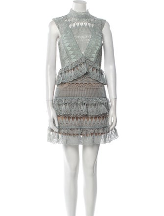 Self-Portrait Lace Pattern Mini Dress