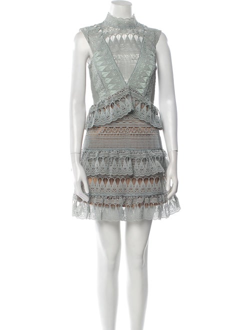 Self-Portrait Lace Pattern Mini Dress