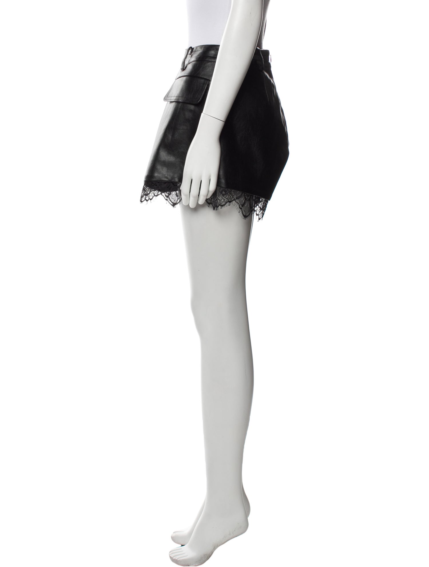 Self-Portrait Faux Leather Mini Shorts