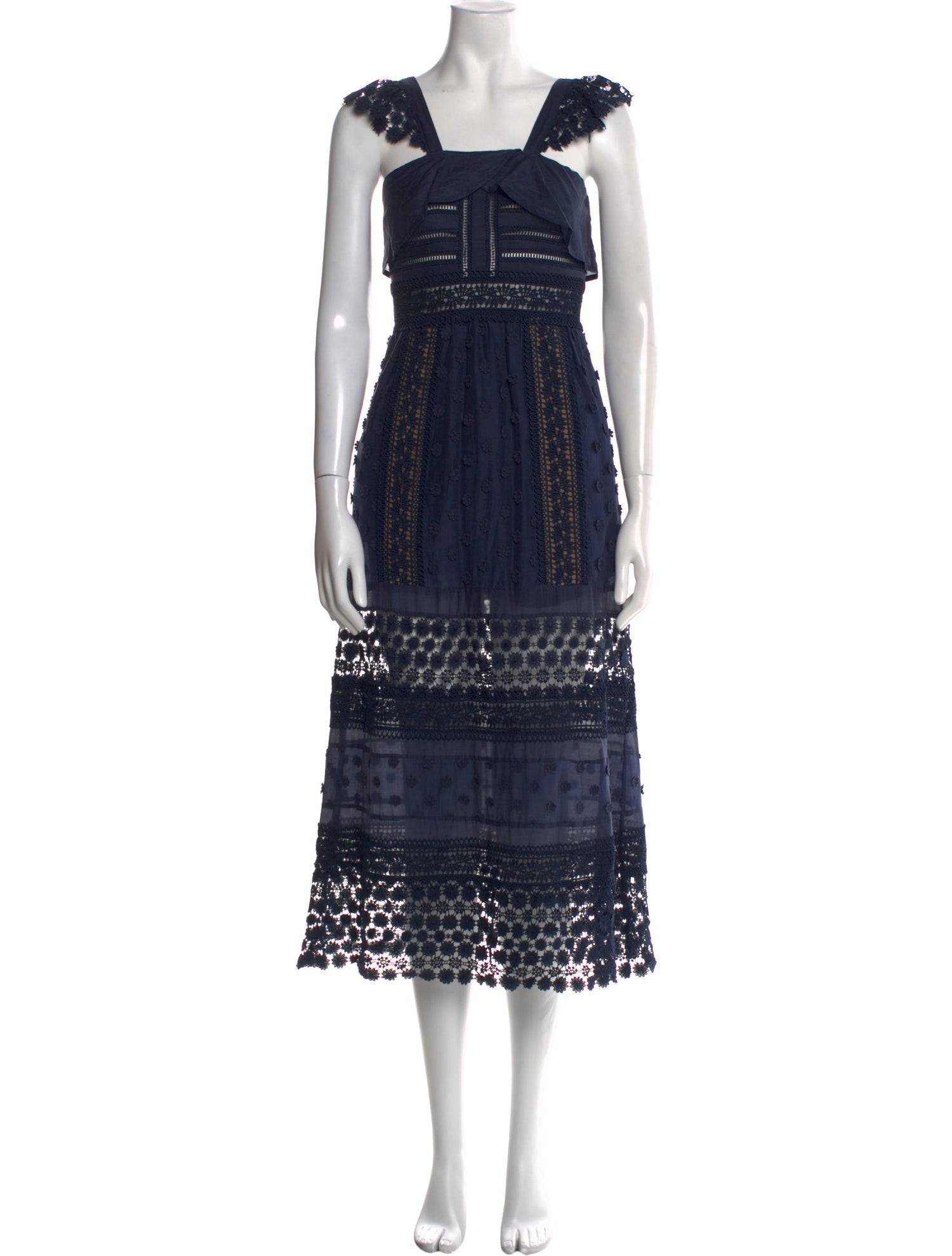 Self-Portrait Square Neckline Long Dress