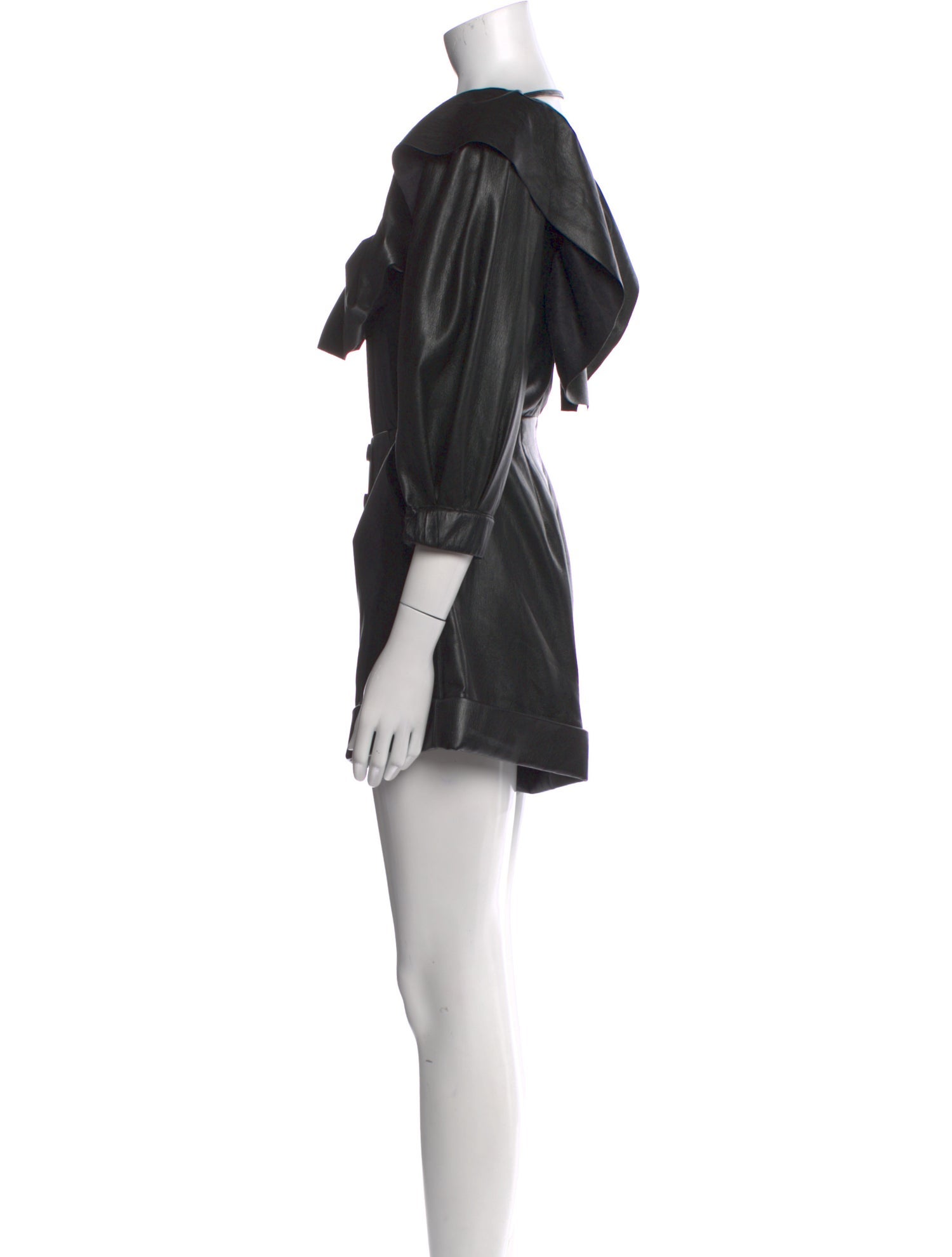 Self-Portrait Faux Leather Square Neckline Romper