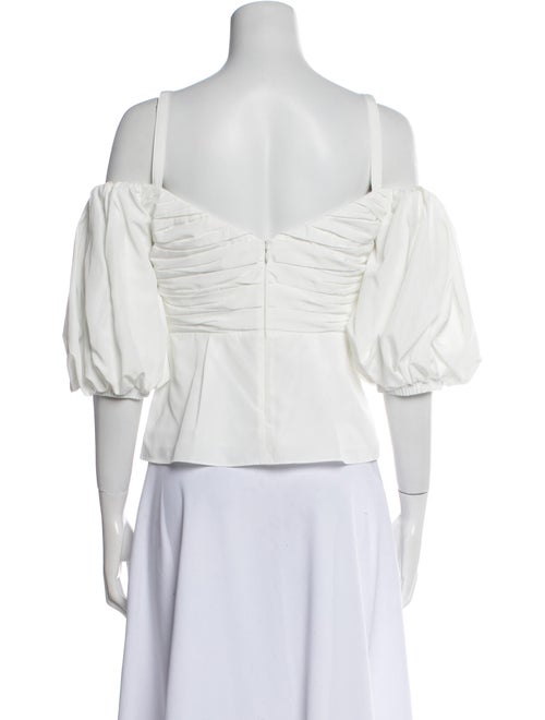 Self-Portrait Square Neckline Three-Quarter Sleeve Crop Top