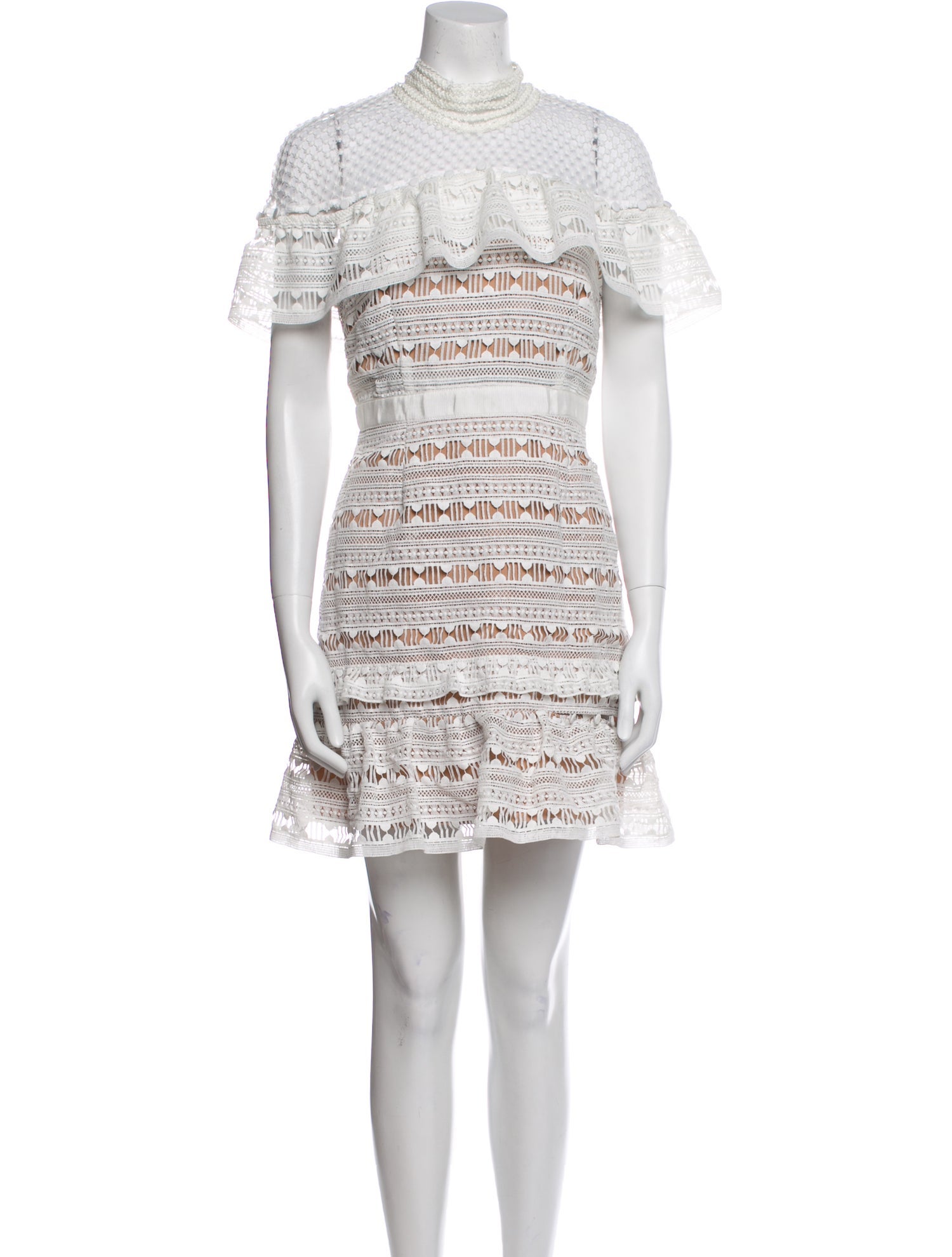 Self-Portrait Lace Pattern Mini Dress