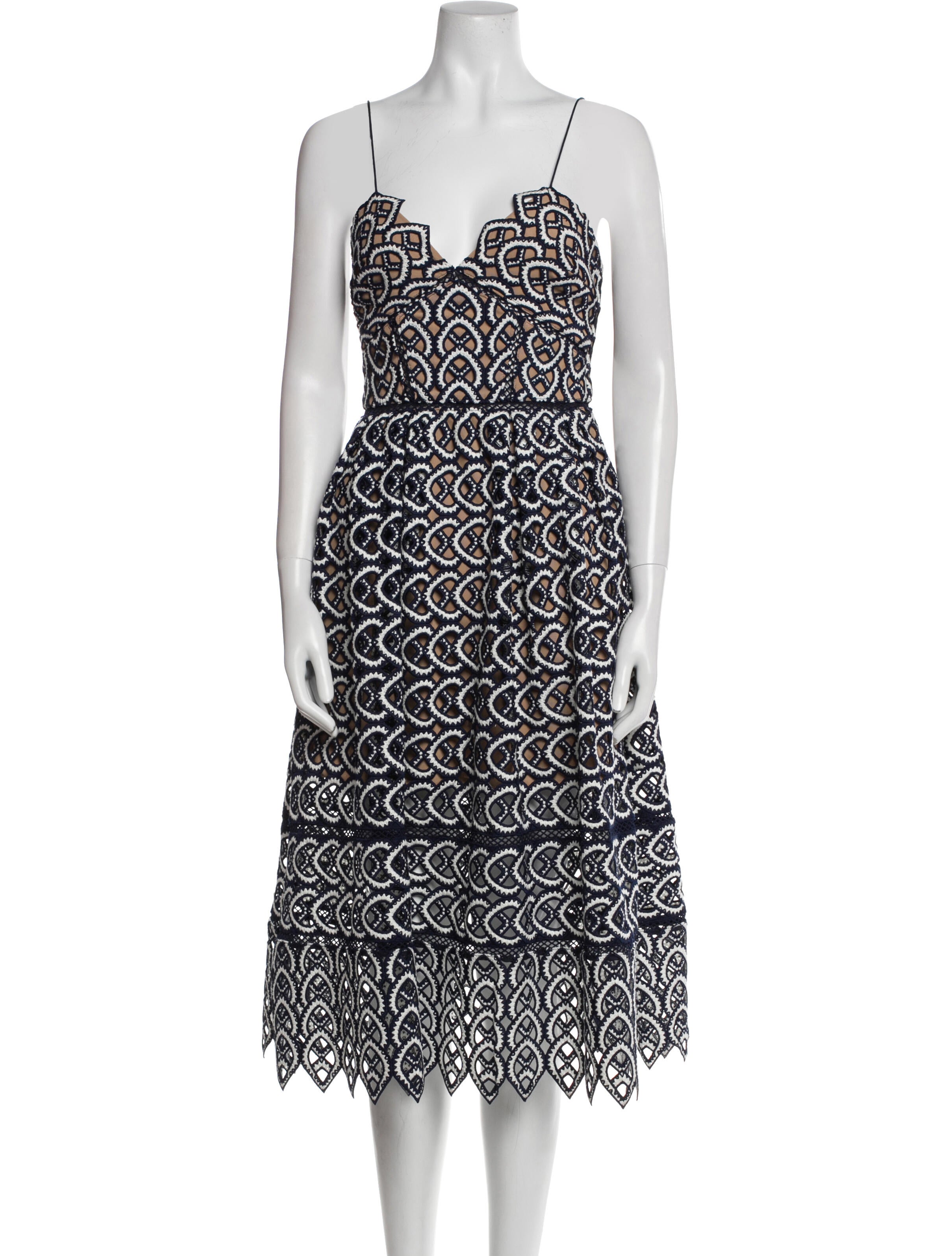 Self-Portrait Printed Knee-Length Dress w/ Tags