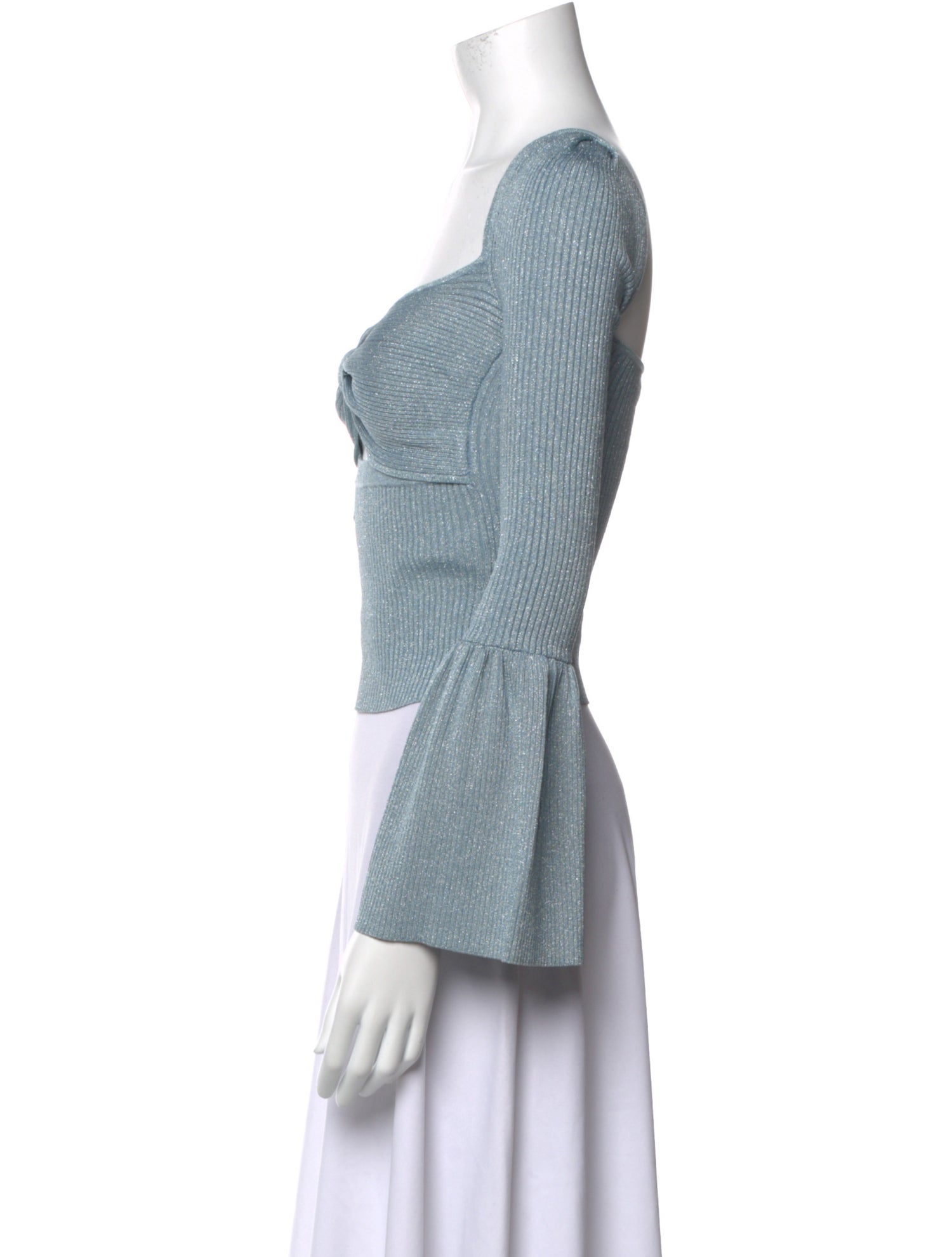 Self-Portrait Square Neckline Long Sleeve Crop Top