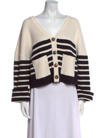 Self-Portrait Striped V-Neck Sweater