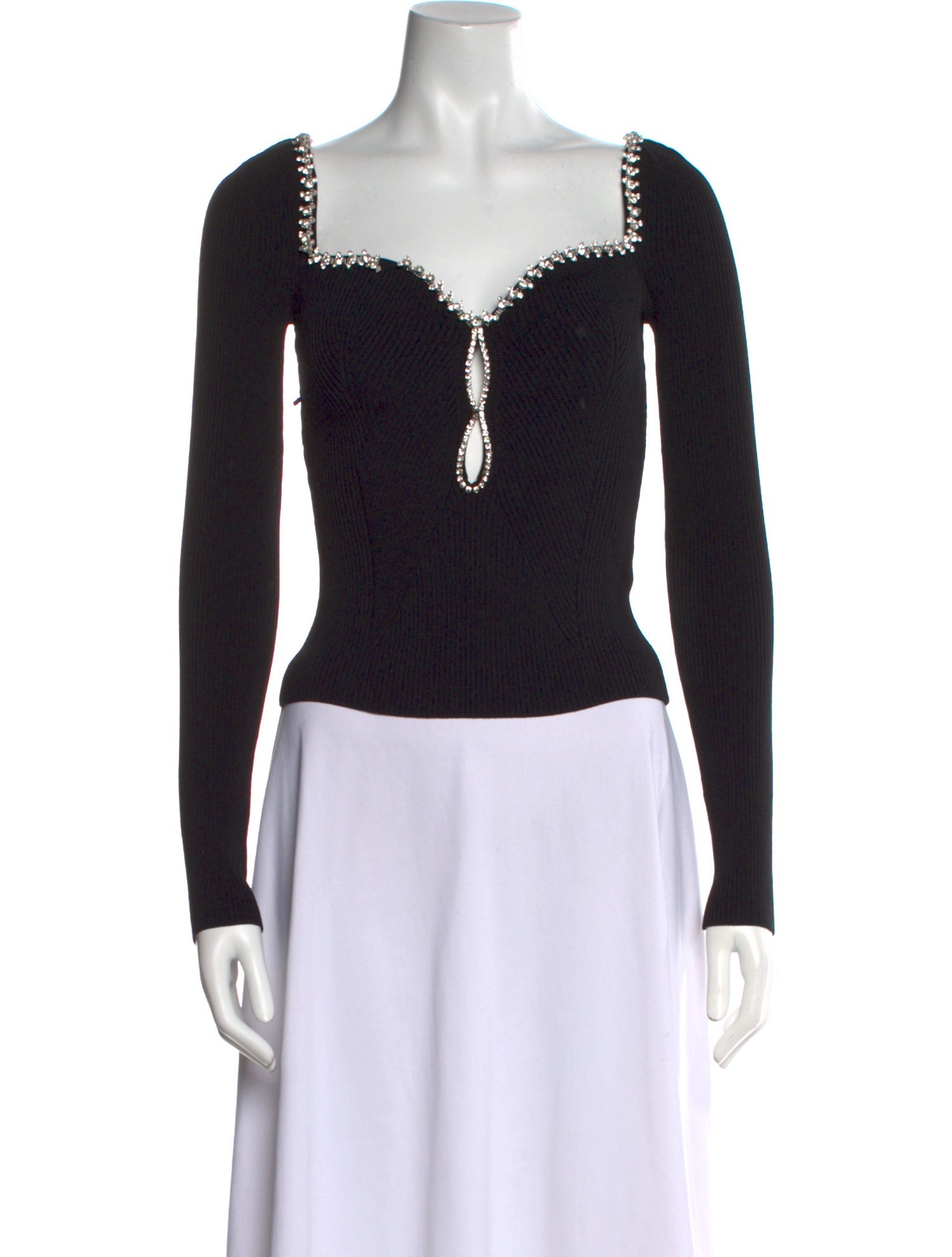 Self-Portrait Square Neckline Long Sleeve Bodysuit