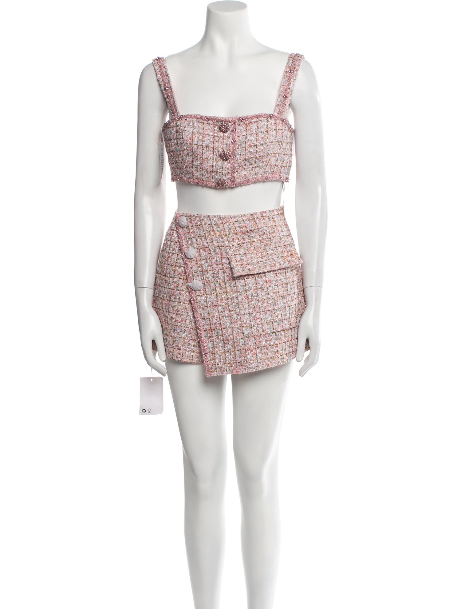 Self-Portrait Tweed Pattern Glitter Accents Short Set w/ Tags