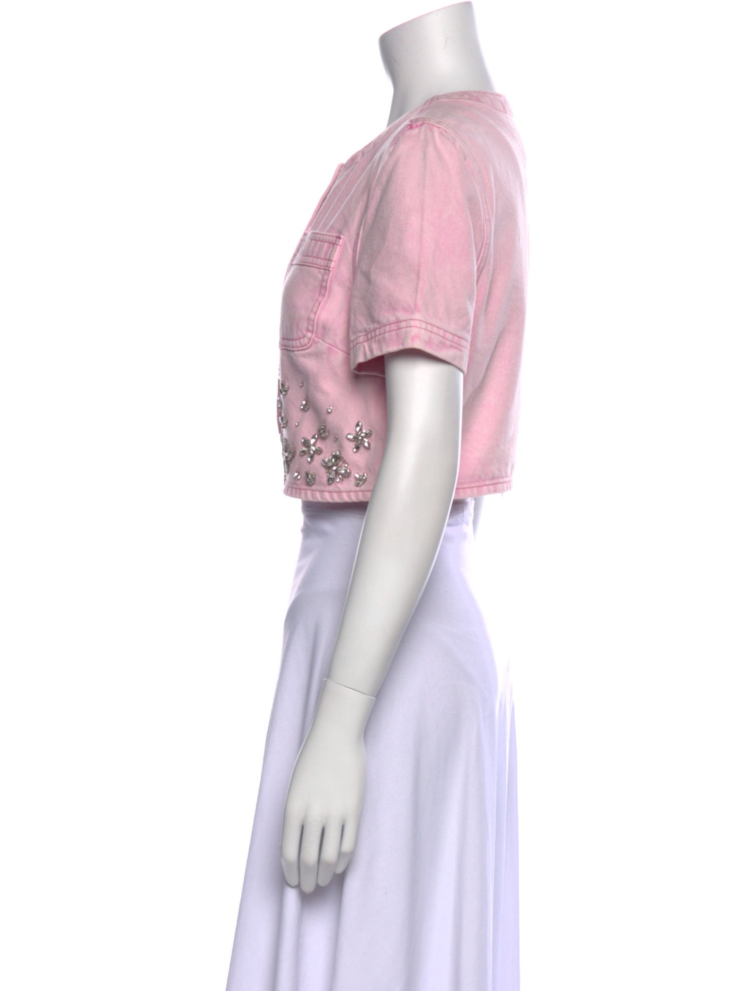 Self-Portrait Crew Neck Short Sleeve Crop Top w/ Tags