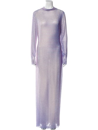 Self-Portrait Mock Neck Long Dress