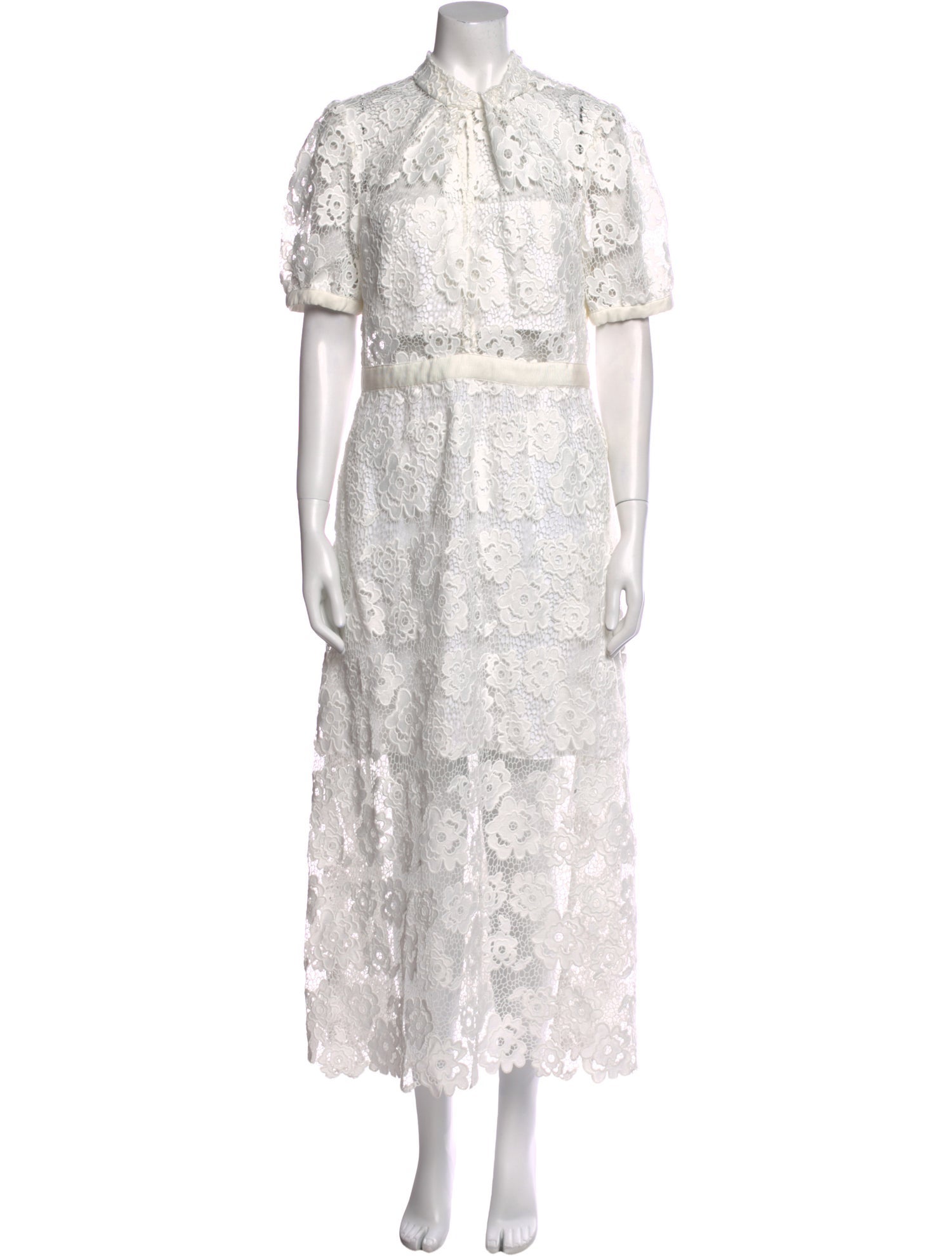 Self-Portrait Lace Pattern Midi Length Dress