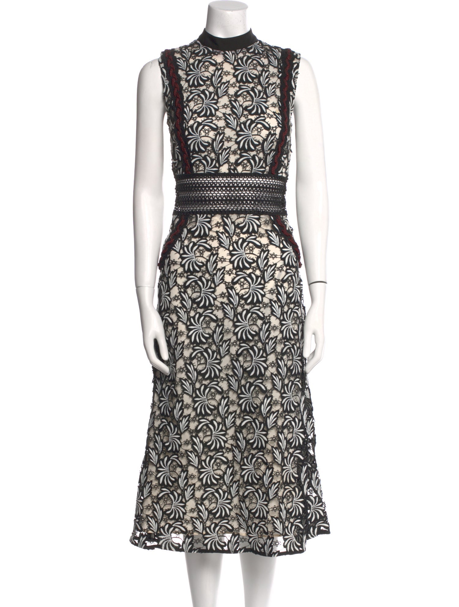 Self-Portrait Lace Pattern Midi Length Dress