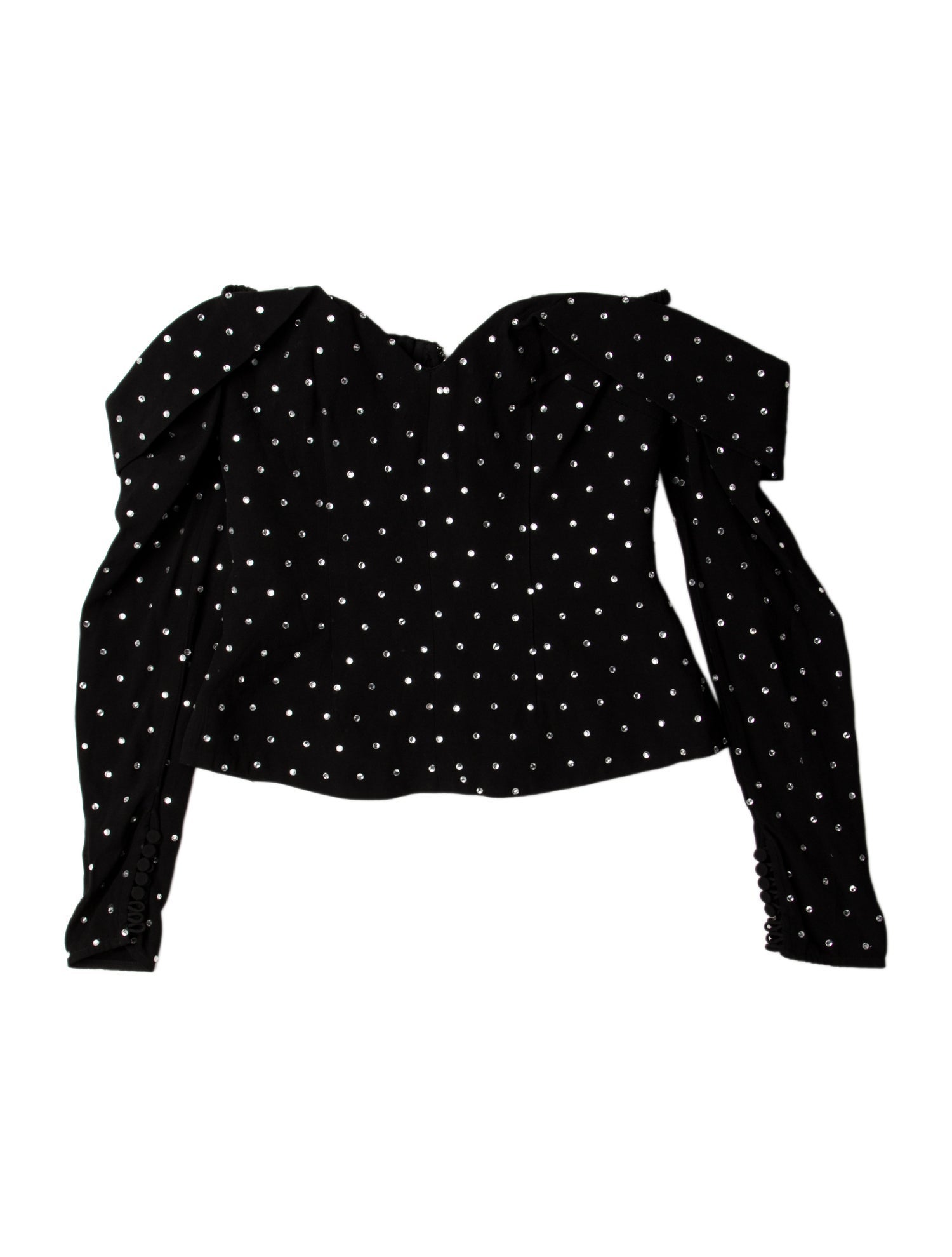 Self-Portrait Strapless Long Sleeve Crop Top