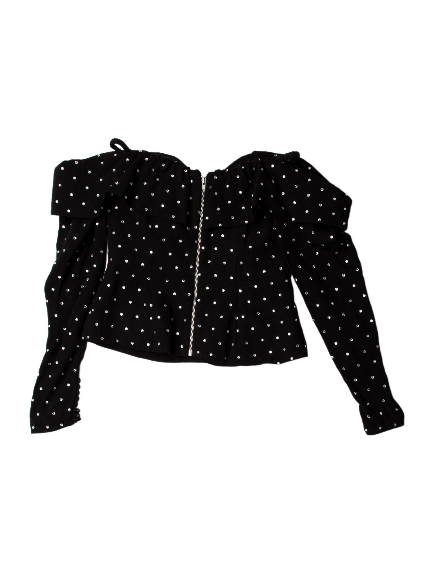 Self-Portrait Strapless Long Sleeve Crop Top