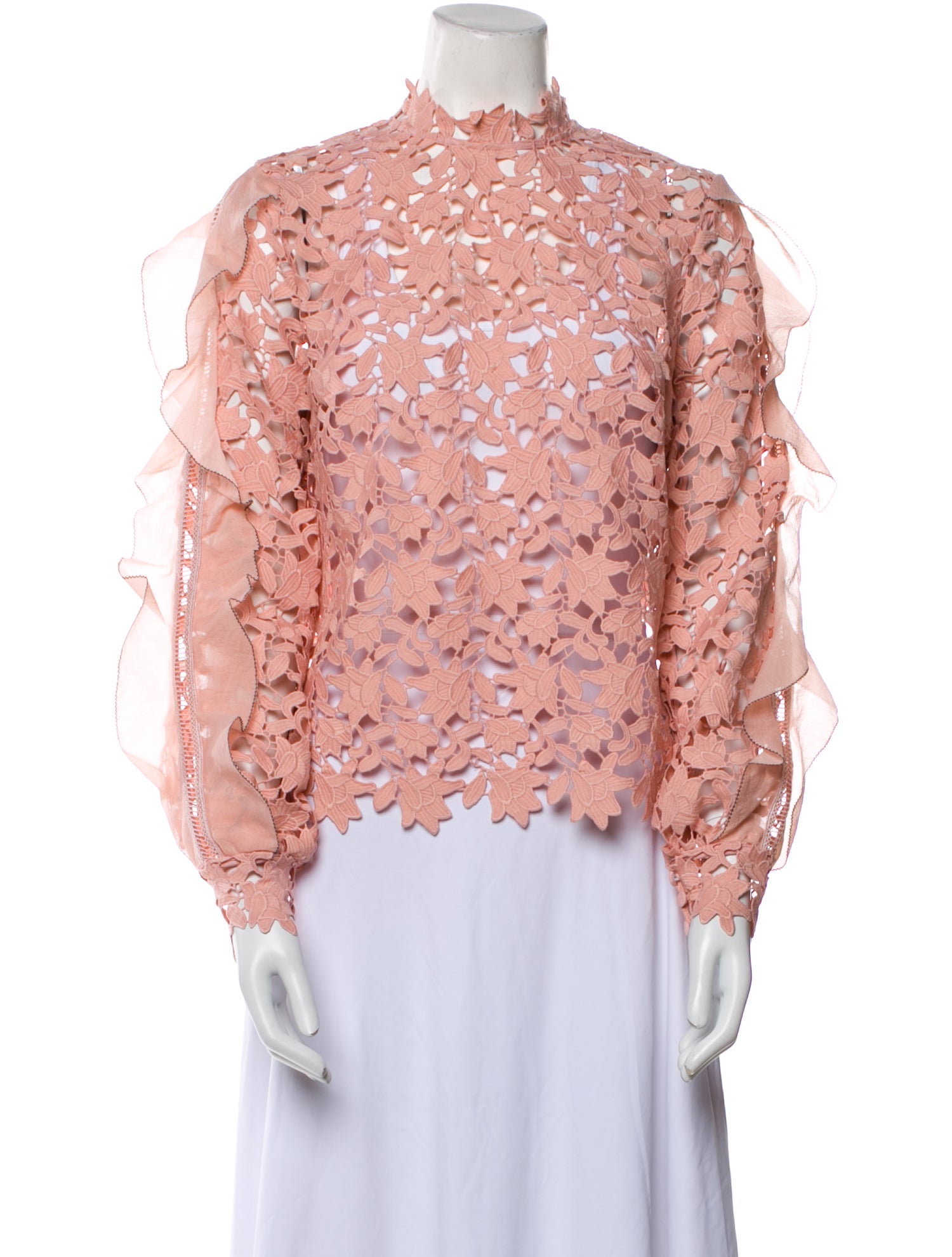 Self-Portrait Lace Pattern Mock Neck Blouse w/ Tags