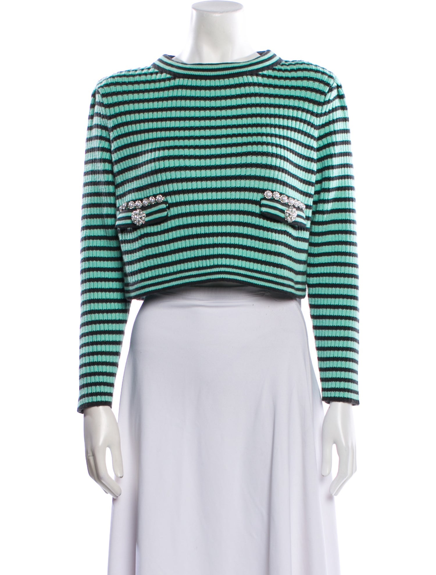Self-Portrait Striped Crew Neck Sweater