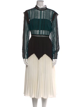 Self-Portrait Lace Pattern Midi Length Dress