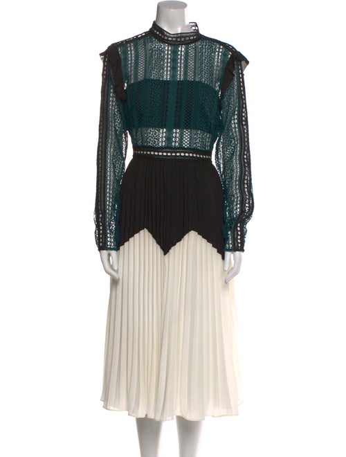 Self-Portrait Lace Pattern Midi Length Dress