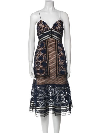 Self-Portrait Lace Pattern Midi Length Dress