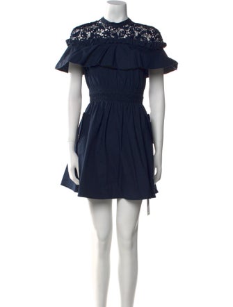 Self-Portrait Mock Neck Mini Dress