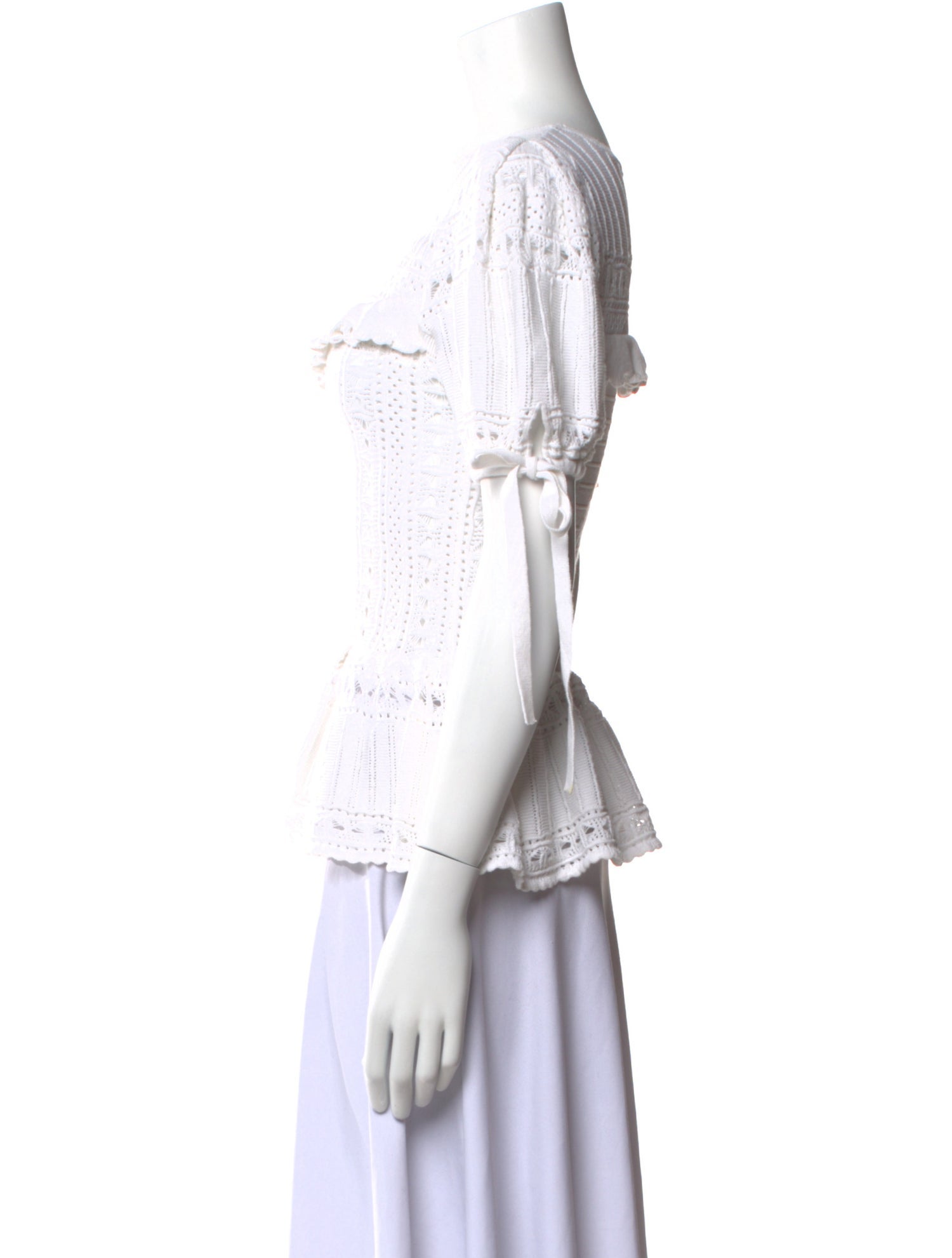 Self-Portrait Bateau Neckline Short Sleeve Top