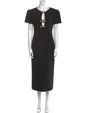 Self-Portrait Crew Neck Long Dress