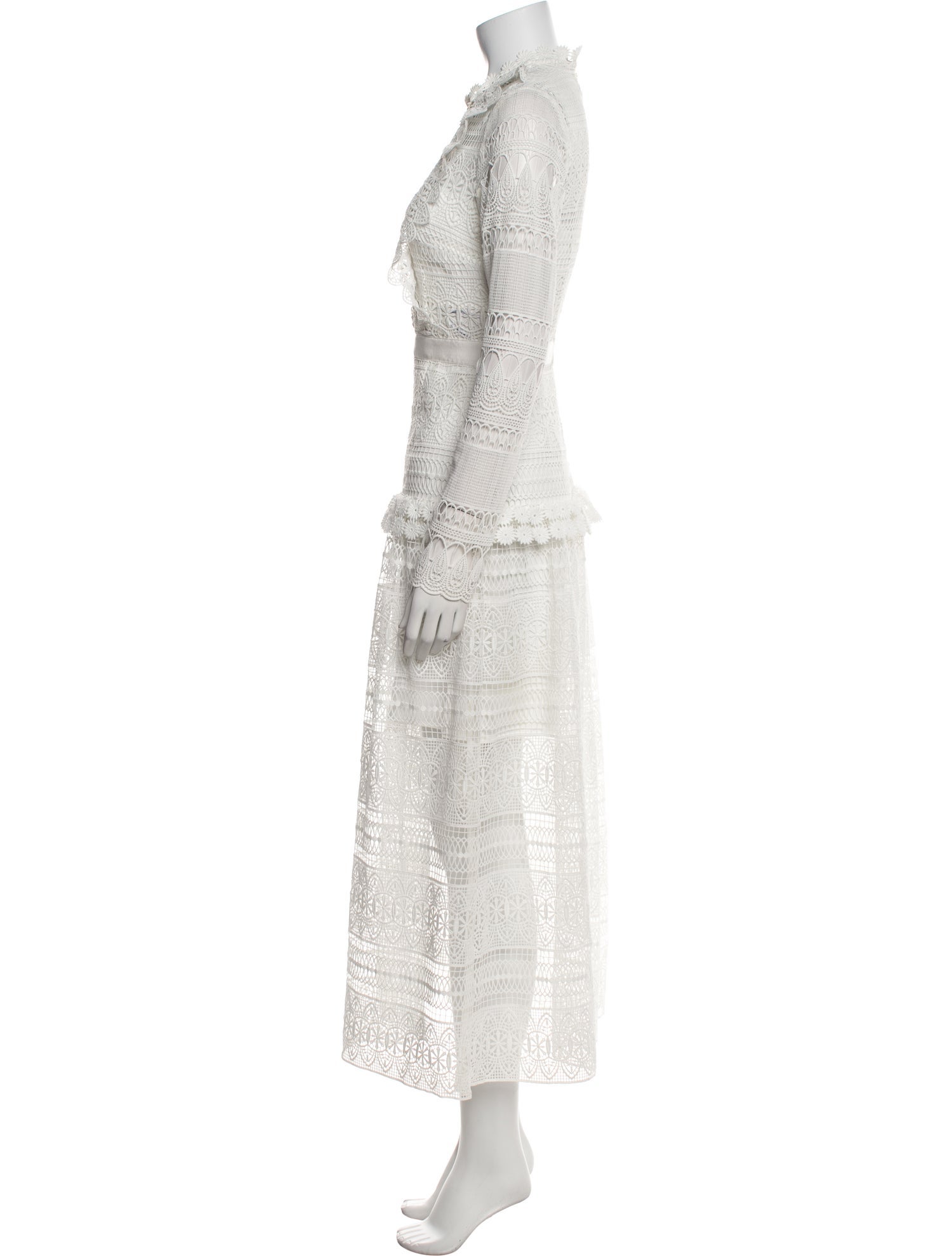 Self-Portrait Lace Pattern Midi Length Dress