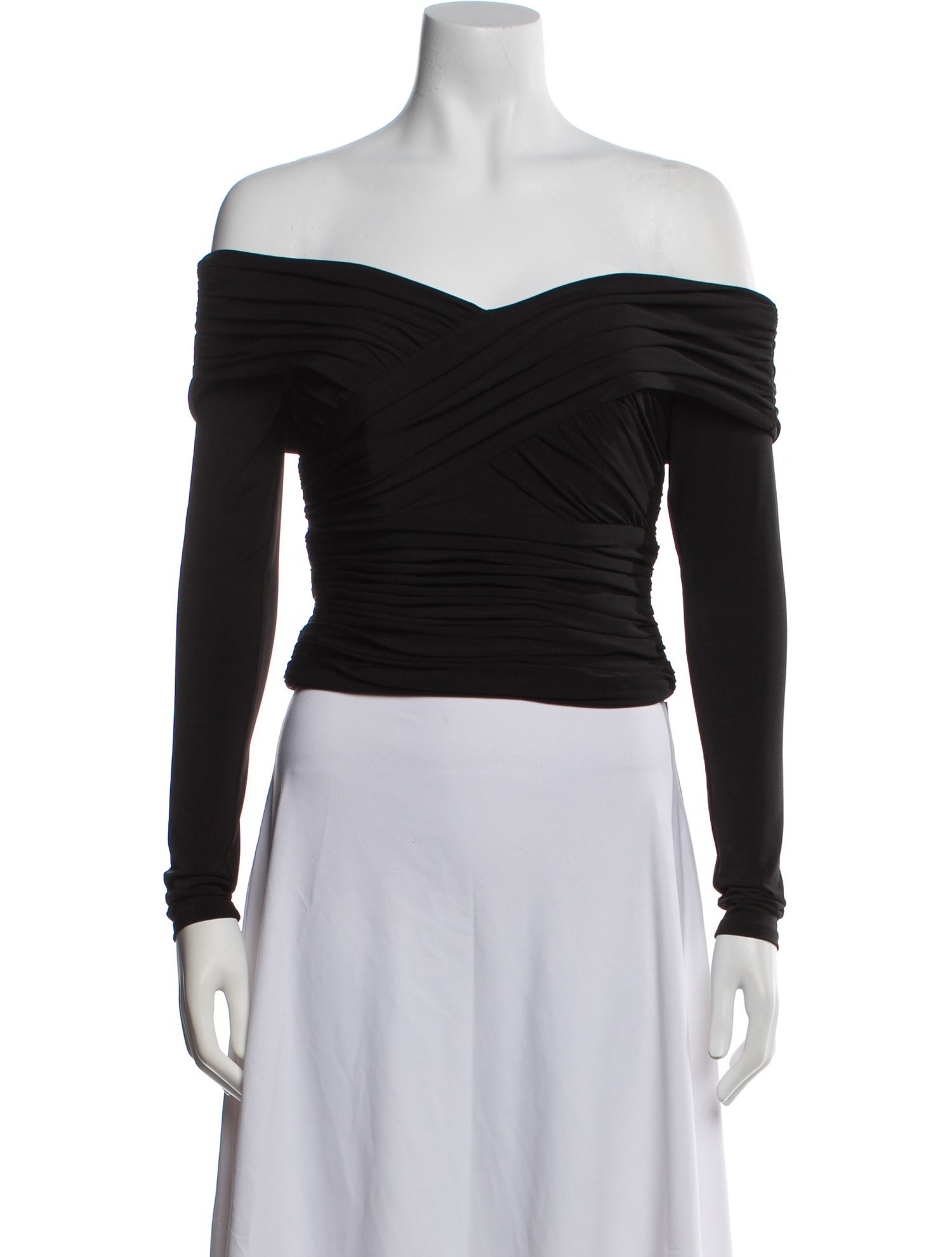 Self-Portrait Off-The-Shoulder Long Sleeve Crop Top w/ Tags