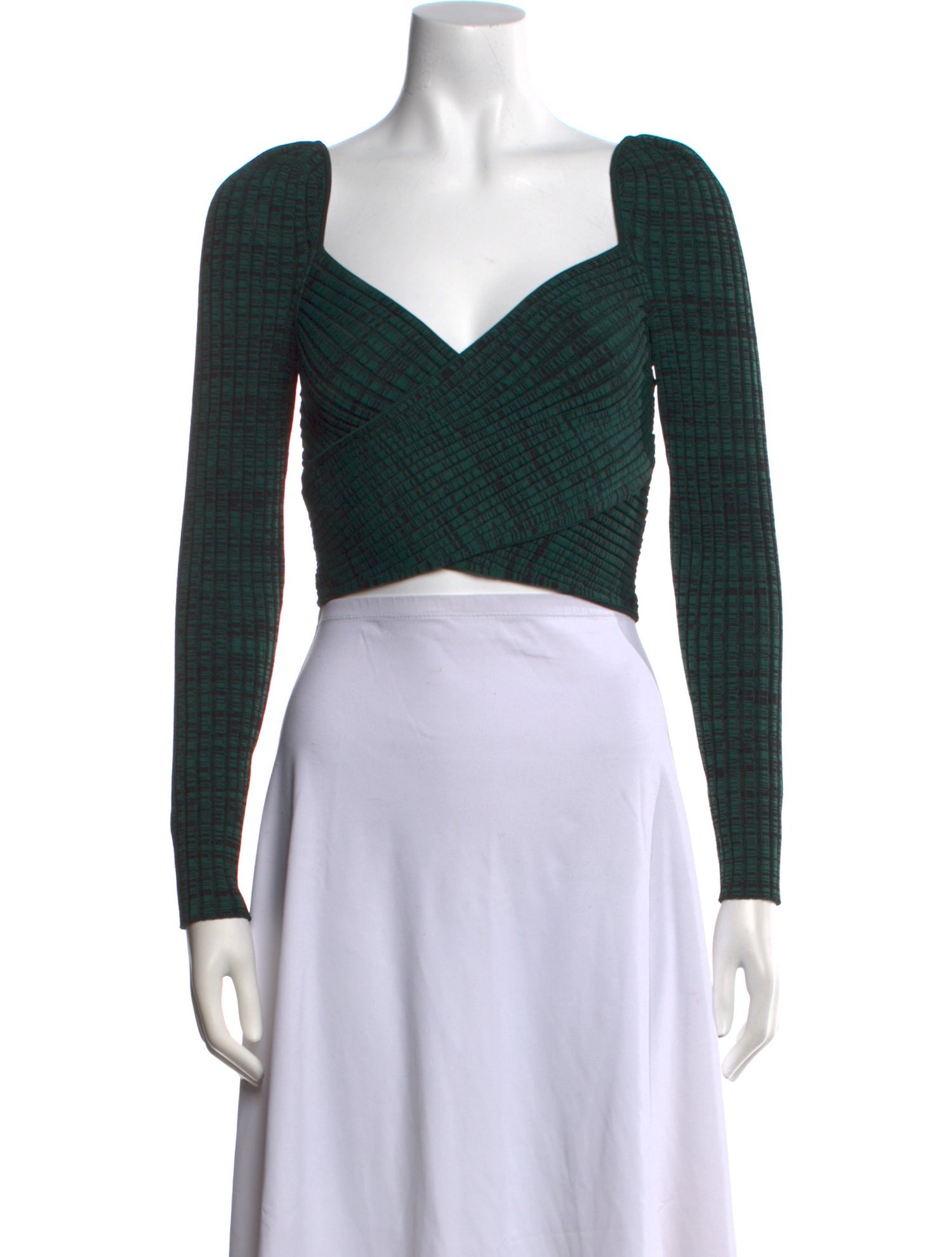 Self-Portrait V-Neck Long Sleeve Crop Top