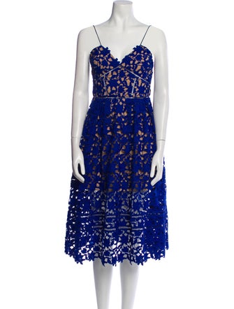 Self-Portrait V-Neck Midi Length Dress