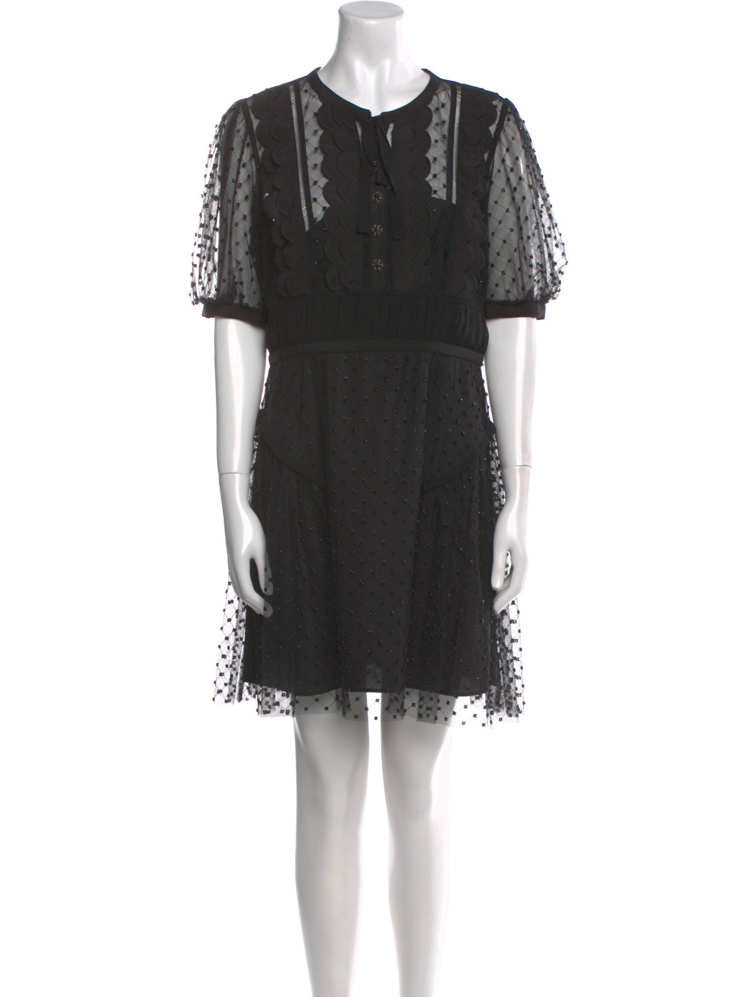 Self-Portrait Lace Pattern Mini Dress